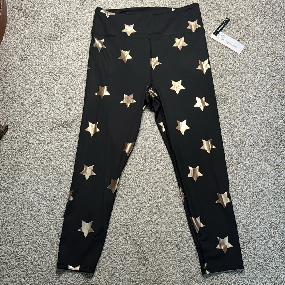 Nanette Lepore black/gold shining star 7/8th leggings NWT - Picture 3 of 5